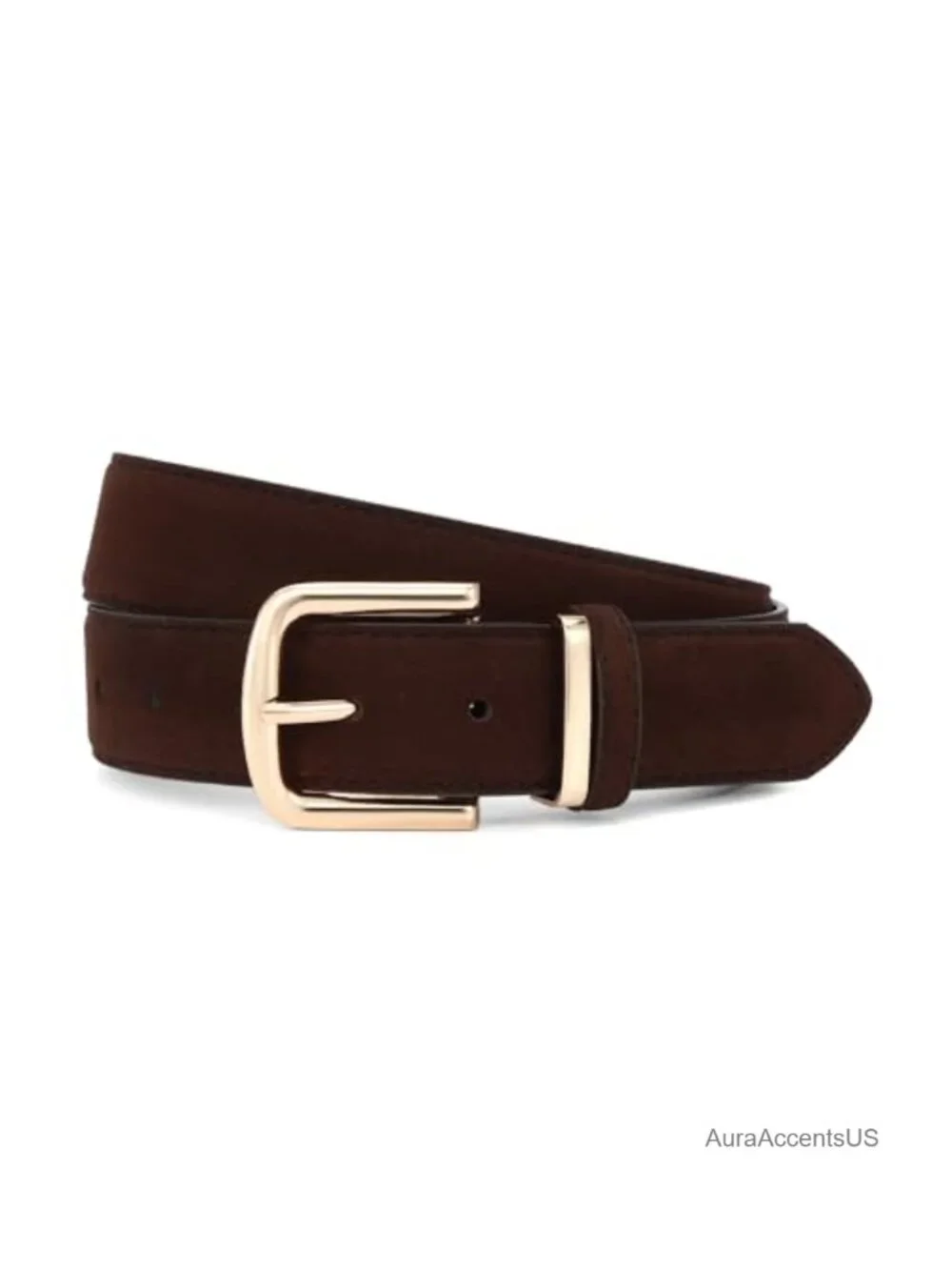 Women Suede Faux Leather Chunky Waist Belt with Gold Buckle